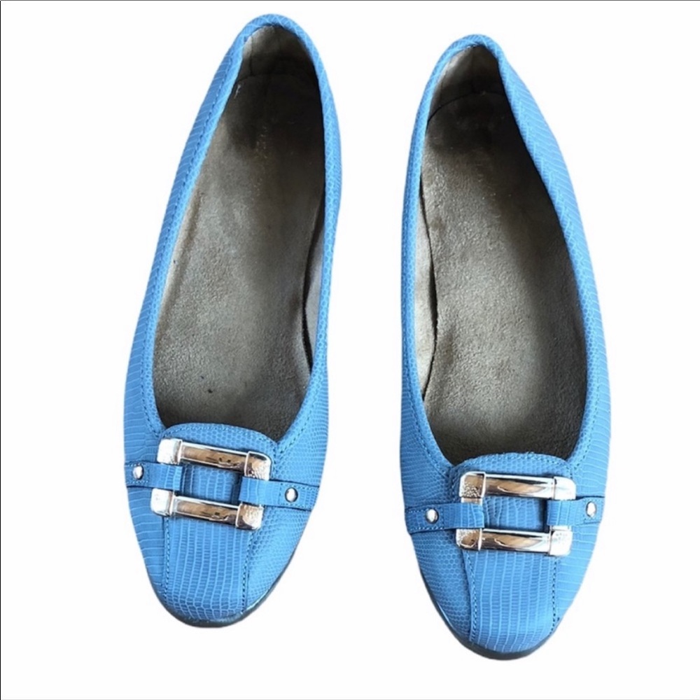 Aerosoles Sherbert Style Blue with Gold Buckles Flats